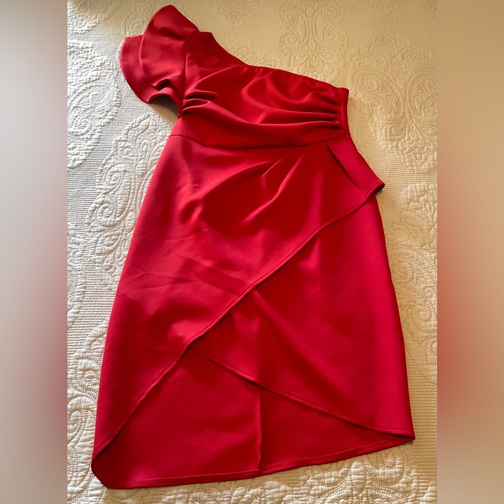 Red Cocktail One shoulder Dress